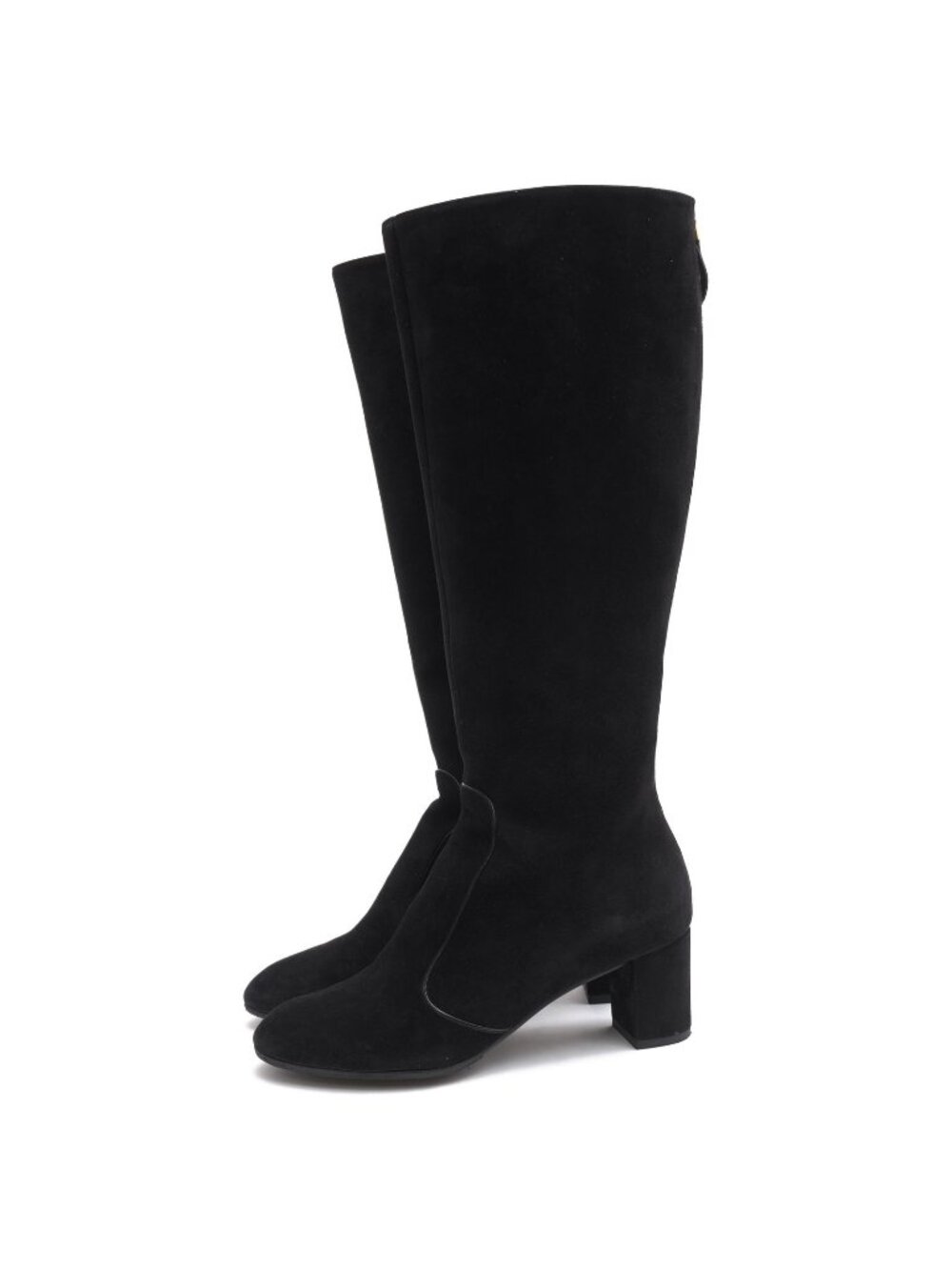 Louis Vuitton Long Boots Shoes Suede Leather Black Back Zip High Heels